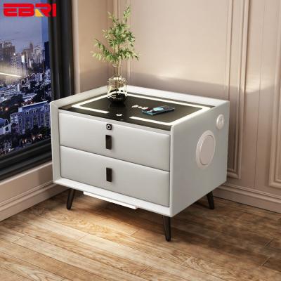 China New Design Bedroom Furniture Convertible Wooden Side Table Smart Modern Nightstand Wireless USB Charging Bedside Table for sale