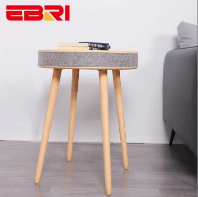 China New Design RGB Tooth Light 10w Modern Living Room Furniture Wooden Coffee Tea Table Blue Cordless Speaker Convertible Wooden Coffee Table for sale