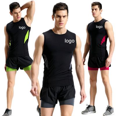 China Breathable Sports Suit Quick-Drying Vest Double-Layer Running Shorts Fitness Suit Men's Short Set Summer Gym Fitness Sets for sale