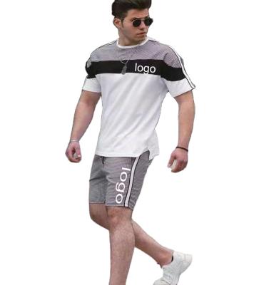 China New Arrival High Quality Men's Custom Logo Silk Short Slim Sleeving Men's Casual Trend Breathable Ice Quilting Suit Men Sets 2 Pieces for sale