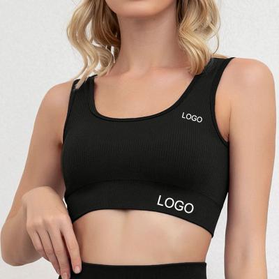 China Wholesale-solid custom antibacterial sports bra sports wear quick-drying bra women's sports wear popular seamless women's crop tops bra for sale