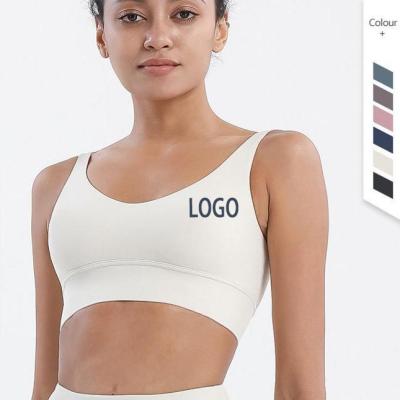 China Yoga Gym Logo XL Sports Bra Tops Bra Insert Cup Sports Underwear Custom Simple Solid Vest Breathable Outdoor Running Fitness Top for sale