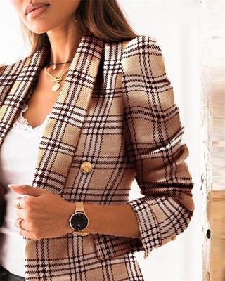 China Anti-wrinkle best-selling printing jacket plus size coats womens plaid long sleeve blazers ladies women cross for sale