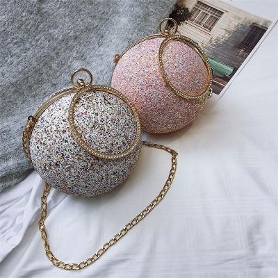 China 2021 New Fashion Female Purse Korean Simple Spherical Chain Shoulder Messenger Bag Portable Dinner Bag One for sale