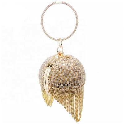 China Luxury Handmade Wedding Clutch Bags Evening Clutch Shoulder Bridal Bracelets Pinch Diamond Tassel Crystal Ball Shape Acrylic Clutch Bag for sale