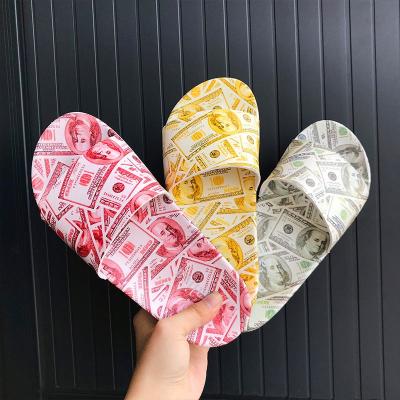 China Fashion trend newcomer bedroom leisure money printed summer ladies slippers and women sandals 2021 for sale