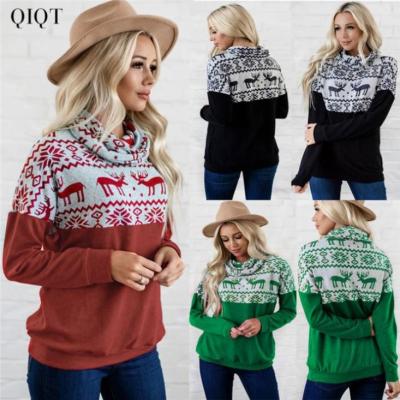 China 2021 Anti-Wrinkle STYLE Best-selling Clothing Women Sweater Print Casual Plush Christmas Loungewear Sweater Ladies Top for sale