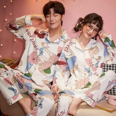 China Hot Selling Men Pijama De Algodon Pillamas Breathable Cotton Pajamas Women's Matching Pajamas Couples Long Sleeve Sleepwear 2 Pieces Set Clothing for sale