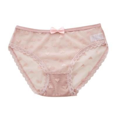 China New Arrival Antibacterial Medium Rise Sexy Lingeries Japanese Lace Panties For Women Black Pink Sex Quantity Simple Bow Customize Anti Silk Hot for sale