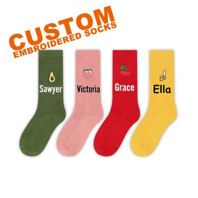 China Free Design & Mockup Women Embroidery Logo QUICK DRY Custom Socks for sale