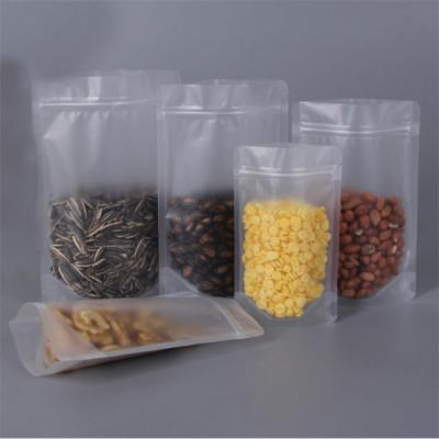 China Matte Frosted Transparent Zipper Resealable Disposable Stand Up Snacks Pouches Zipper Lock Food Storage Packing Resealable Drinking Bag for sale