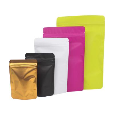 China Various Sizes Disposable 50pcs Matte Green/Blue Gold Aluminum Foil White Black Plastic Ziplock Packaging Bags Stand Up Zip Lock Pouches for sale