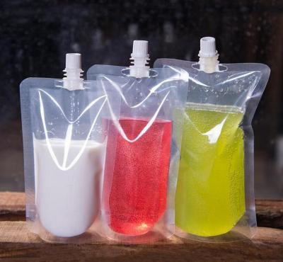 China Disposable Stand Up Pouch Plastic Spout Bag Beverage Packaging Bag For Beverage Juice Milk Coffee Liquid for sale