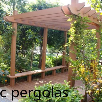 China Easily Assembled Durable Outdoor Composite Pergola Wood Color Signage Wpc Cabanas for sale