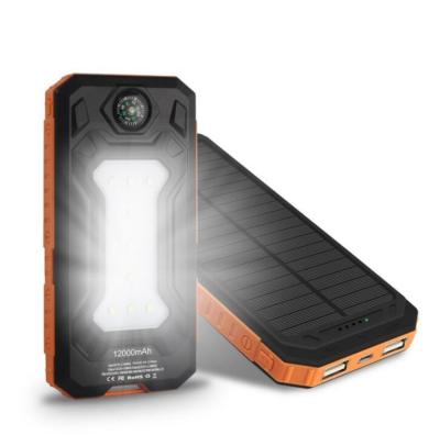 China 2019 High Capacity Ultra Thin Portable Solar Power Bank Waterproof/Solar Charging Portable Solar Power Bank With Led Light for sale