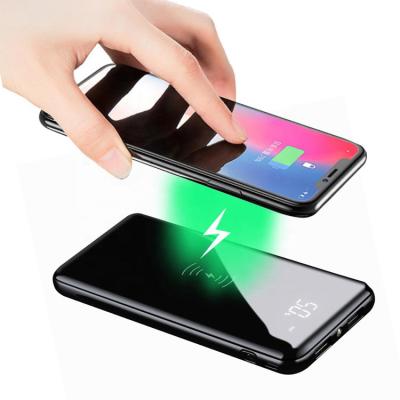 China Wireless and LCD charging new 10000mah QI original full screen power wireless bank 2019 with LCD screen for sale