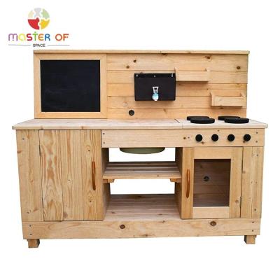 China 3-60 Years New Design Durable Mud Wooden Outdoor Kitchen Play Toys For Children W10C765 for sale