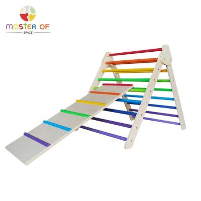 China 3 Years+ Gym Non-Toxic Indoor Wooden Triangle Climbing Ladder with Slide for Baby, Toddler, Kids W01F046 for sale