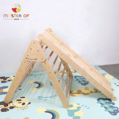 China 3 Years+ Wooden Climbing Playground House Kids Triangle Gym With Ramp W01F051 for sale