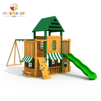 China 3 Years+ Backyard Outdoor Activity Play Wooden Playground Structures With Slide For Toddlers W01D177 for sale