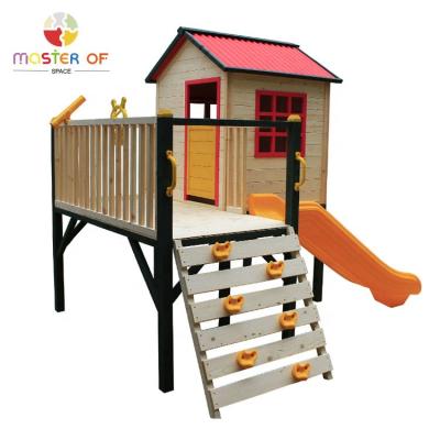 China 3 Years+ Kids Garden Large Wooden Outdoor Playhouse With Slide for sale