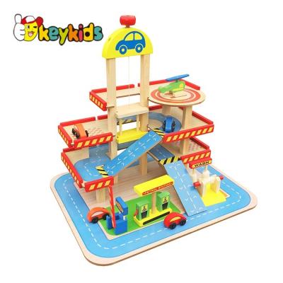 China Wooden Slot Toy Stocks Car Spell Game Garage Toy For Children W04B034 for sale