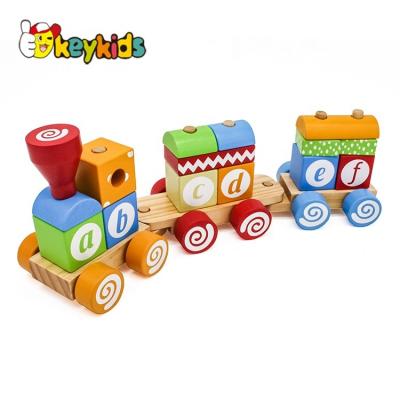 China 3-8 Years Old New Arrival Children Educational Stacking Train Wooden Block Toys With ABC W04A393 for sale