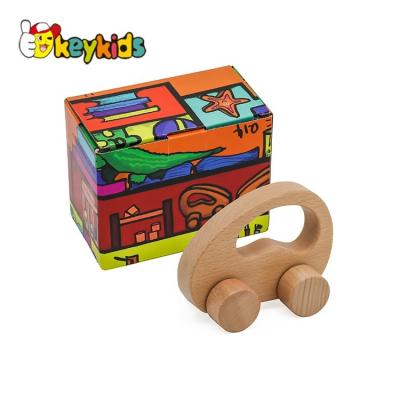 China 3-8 years old kids stock mini car wooden toy natural color with color box W04A172D for sale