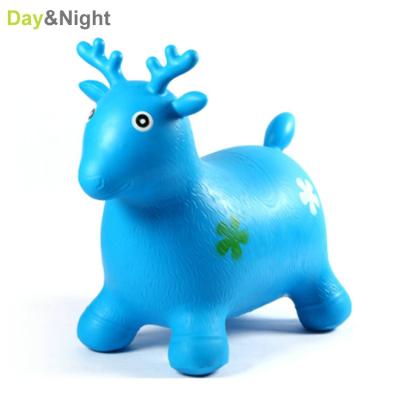 China Toy Funny Inflatable Bouncer Jumping Inflatable Horse Riding On Cute Deer Space Hopper Rubber Toys For Children P16D009 for sale