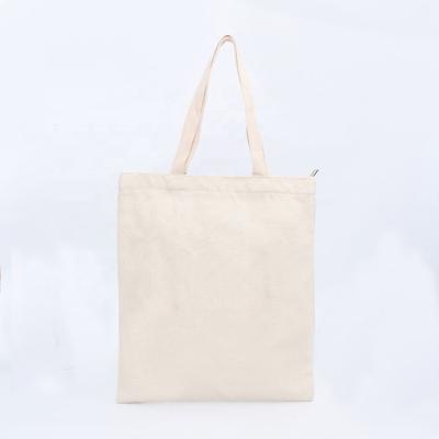 China Wholesale Reusable Shopping Cotton Handled Tote Cotton Canvas Bag White Custom Logo Print Blank With Zipper for sale