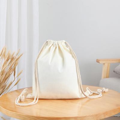 China Simple Eco-Friendly Cotton New Fashion Reusable White Drawstring Bag Eco-friendly/Reusable for sale