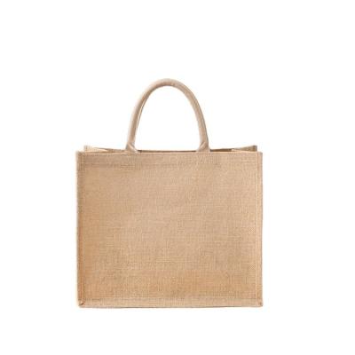 China Custom Buying Jute Handled Logo Printed Burlap Eco Reusable Tote Bag for sale