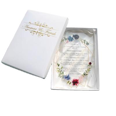 China High End Personalized Clear Acrylic Europe Wedding Invitation With Luxury Velvet Boxed Acrylic Invitation Card for sale