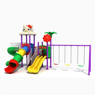 China Factory Sale PE Outdoor Playground Equipment With Plastic Kids Slide Swing Sets Great Toys For Children for sale