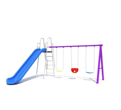 China PE Factory Kids Games Park Outdoor Playground Equipment Durable Swing Slide Set Single Slide and Three Swing for sale