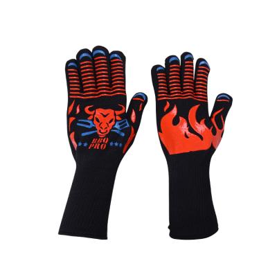 China Oven Gloves Factory Price Non Slip Silicone Printed Cooking Gloves Oven Mitts for sale