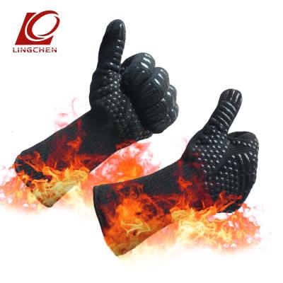 China Shaoxing Shangyu BBQ Gloves Heat Resistant Red Silicone Waterproof Aramid Heat Resistant Kitchen Cooking Grill Oven Gloves for sale