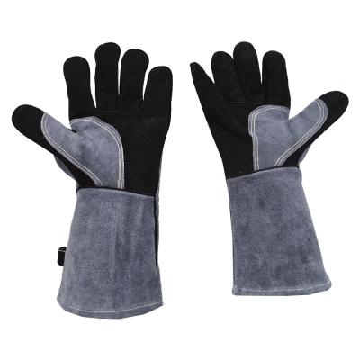 China Industrial Kitchen Cooking Leather Welding Oven Barbecue Gloves Heat Resistant BBQ Gloves for sale