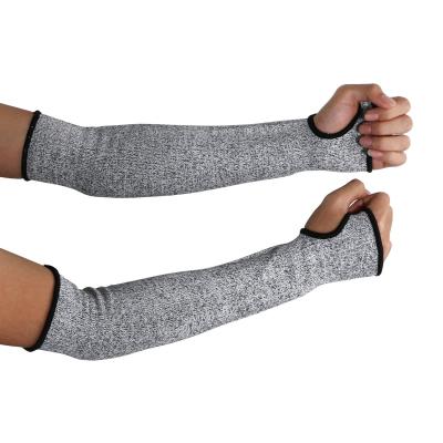 China Anti-Cutting Forearm Pad Elbow Support Safety Work HPPE Cut Resistant Arm Sleeves With Thumb Hole for sale