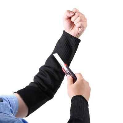 China Black Anti-Cut Stainless Steel Wire Safety Hands Safety Long Cut Heavy Duty Kitchen Arm Knitted Sleeves for sale