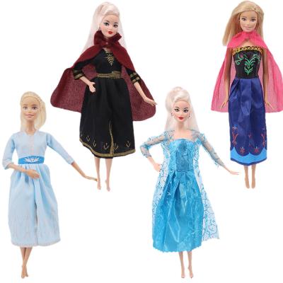 China Toy Wholesale Elsa Princess Dress cartoon skirt bjd barbrie doll soft clothes for 1/6 dolls for sale