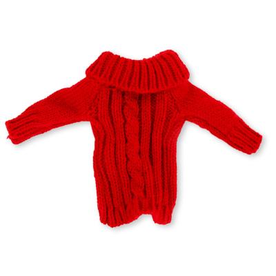 China 11.5 Inch Mini Toy Doll Knit Sweater Turtle Neck Cable Wool Long Slouchy Sweater Dress Hand Knit Sweater for sale