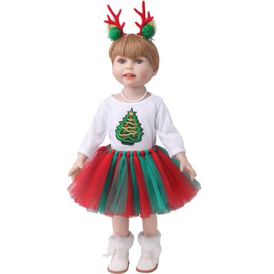 China Cartoon Toy Two-Piece Christmas Outfit with Antler hair clips for 18 inch dolls. for sale