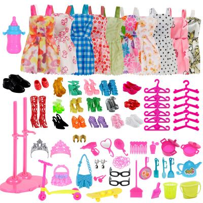 China Soft toy 85 items / set 10 dress 18 shoes 12 hangers and 45 barbie doll accessories doll clothes set for bjd doll for sale