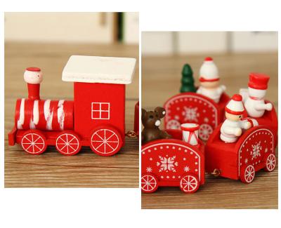 China Cartoon Wooden Toy Miniature Dollhouse Christmas Decoration Colorful Wooden Train For Kids Gifts 1/12 Scale Dollhouse for sale