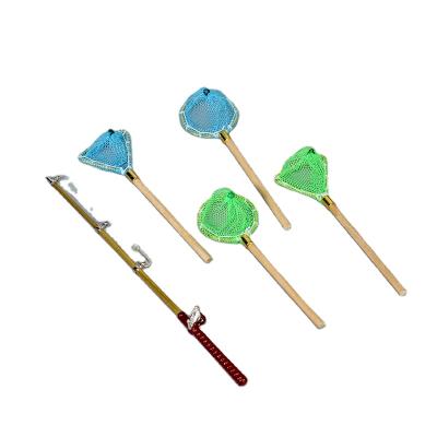 China Dollhouse 1/12 miniature cartoon toy mini fishing tool fishing rod+finishing net for dollhouse kids gift for sale