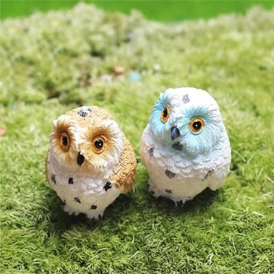 China Soft Toy 3 Colors Resin Owls Tiny Animal Bird Miniature Fairy Garden Doll House Figurine Craft Supply for sale