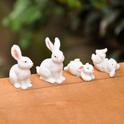 China White Resin Tiny Tiny Tiny Miniature Garden Supplies Bunny Rabbit Ornament Fairy Home Figurine Plant Pot Decor for sale