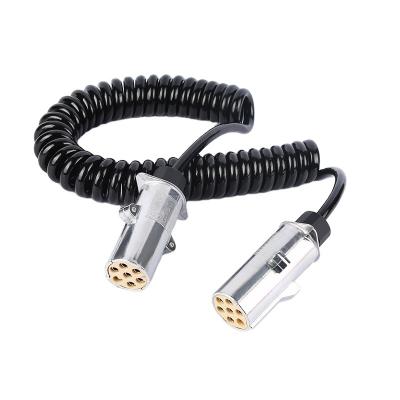 China Trailer Truck Used S Type Metal Plug Connector Adapter 7 Post Trailer Plug Wiring Spring Cable for sale