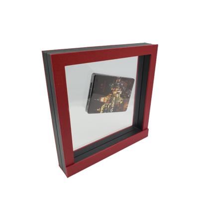 China New Recyclable Portable Red Clear Hanging 3-D Gift Display Box Or Floating Display Frame Case For Jewelry for sale